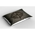 thumbnail image 2 of Ambesonne Compass Pillow Sham 2 Pack, Drawing Style, 36"x20", Umber Dark Brown, 2 of 3