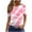 Pink 2, variant on Women's Casual Tops Crew Neck Floral Printed Short Sleeve Shirts Business Dressy Blouses Loose Fit Basic Tees (XL, Black)