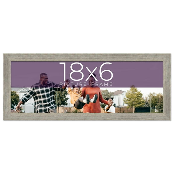 18x6 Frame Grey Real Wood Picture Frame Width 1.5 Inches | Interior Frame Depth 0.5 Inches | Barn
