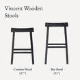 thumbnail image 6 of Maven Lane Vincent 26 Inch Tall Counter Height Backless Rectangular Saddle Barstool in Antiqued Black Finish with Rustic Wood Top Seat, Set of 2, 6 of 11
