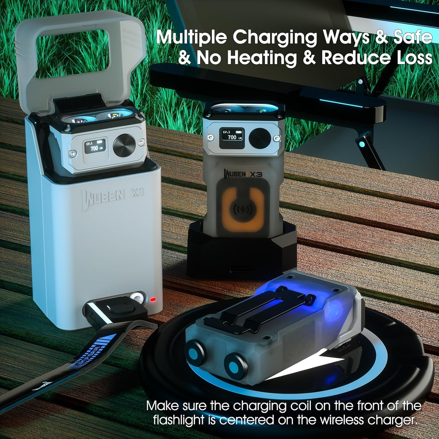 WUBEN X3 Mini LED Flashlight, 700 Lumens, Rechargeable, IP65 Waterproof, Magnetic