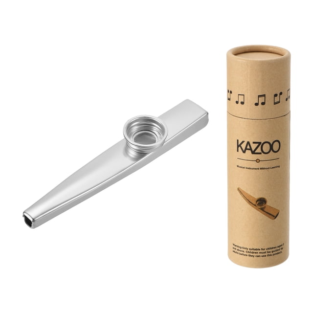 Unique Bargains Kazoo Musical Instrument Aluminum Alloy Silver with Beautiful Gift Cylindrical Box