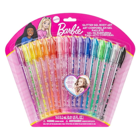 Barbie Glitter Gel Pens Body Markers Colorful & Bright Glitter Pens Gifts for Girls, 16 pcs