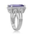 thumbnail image 2 of 925 Sterling Silver Italian Rhodium Plated High Polished 14x10mm Rectangular Step-Cut Tanzanite Swarovski Element with Cubic Zirconia Ring, 2 of 5