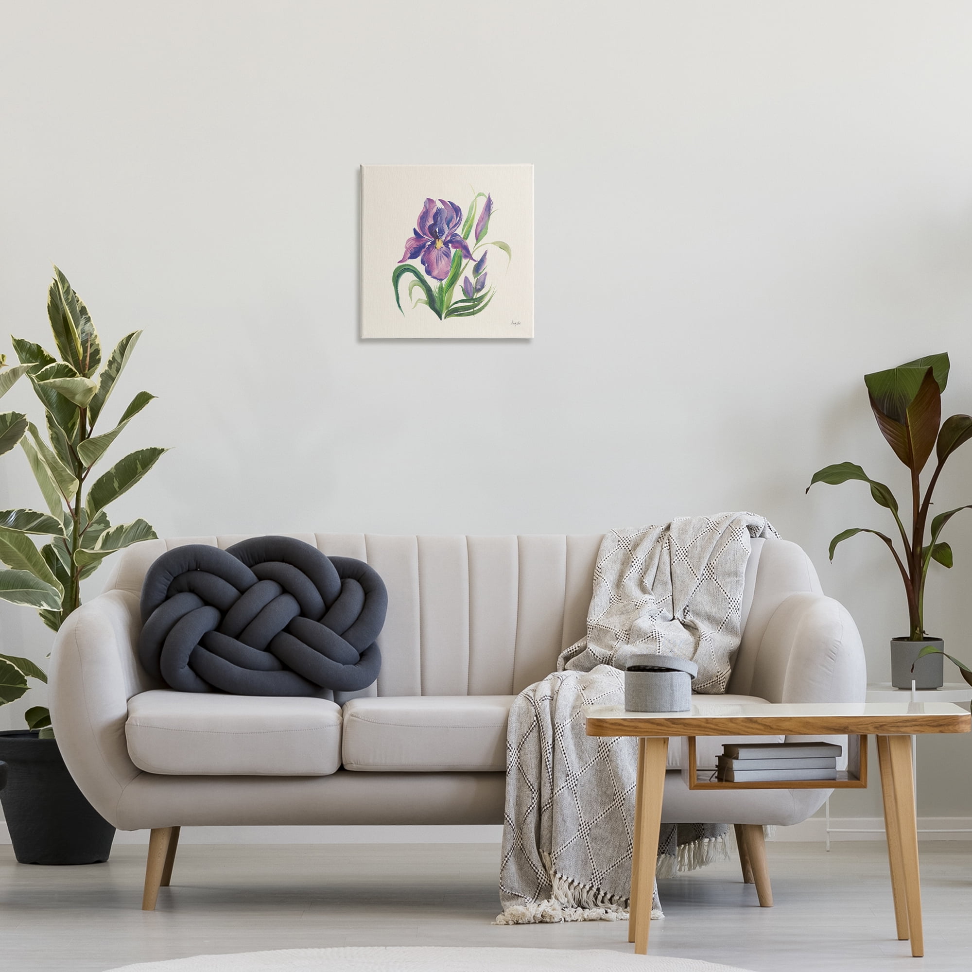 Stupell Industries Purple Iris Flower Botanical & Floral Painting Gallery Wrapped Canvas Art Print Wall Art, 17 x 17