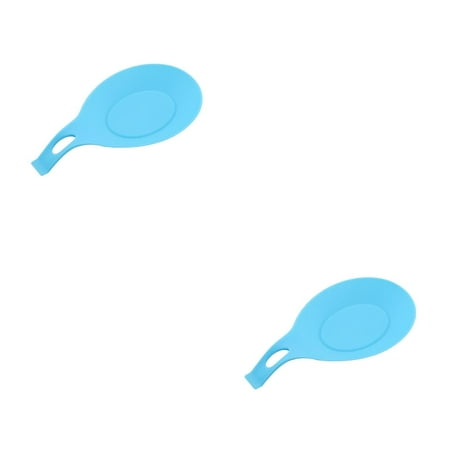 

Gratying Silicone Soup Spoon Mat Insulation Scoop Pad Waterproof Non- for slip Kitchen Tableware Cushion (Blue ) 2PCS