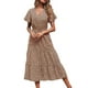 thumbnail image 1 of VISgogo Vestido Mujer, Patrones Estampados Escote en V Manga Corta de Una Pieza con Botones y Cordón para Verano, S/M/L/XL/XXL VISgogo moda, 1 of 3