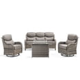 thumbnail image 2 of PARKWELL 4-Piece Outdoor Patio Furniture Set with Fire Pit,High Back Conversation with Swivel Glider Chairs,50,000 BTU,Luxury 6" Thick Cushions,Wicker Patio Set for Deck, Backyard,Gray/Gray, 2 of 12