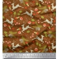 thumbnail image 1 of Soimoi Poly Georgette Fabric Leaves & Reindeer Animal Printed Craft Fabric by The Yard 42 Inch Wide, 1 of 1