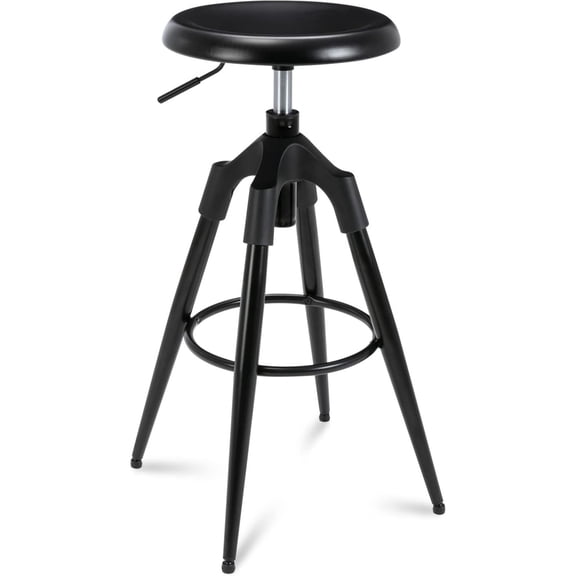 29-32.5 Inch Industrial Adjustable Bar Stool, Swivel Round Seat Metal Barstool with Legs, Backless Heavy Duty Airlift Bar Chair for Kitchen Dining Pub Cafe (Black)