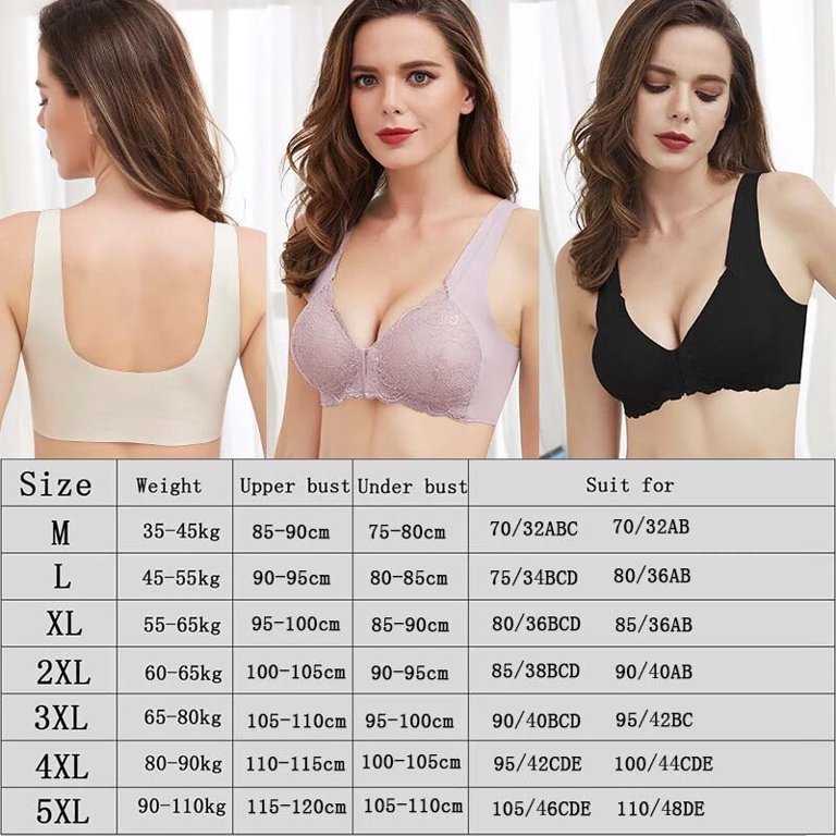 Women Plus Size Bra Women Seamless Bra Wire-Free Front Zipper with Pads  Comfortable Breathable Bra 2pcs/3pcs 