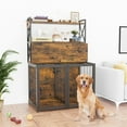 thumbnail image 7 of EastVita 42.5 Inch Dog Crate Furniture with Shelves Storage,Dog Kennel with Divider,Wooden Dog Crate End Table with Flip Top,Large Dog Cage Dog cage retro color, 7 of 7
