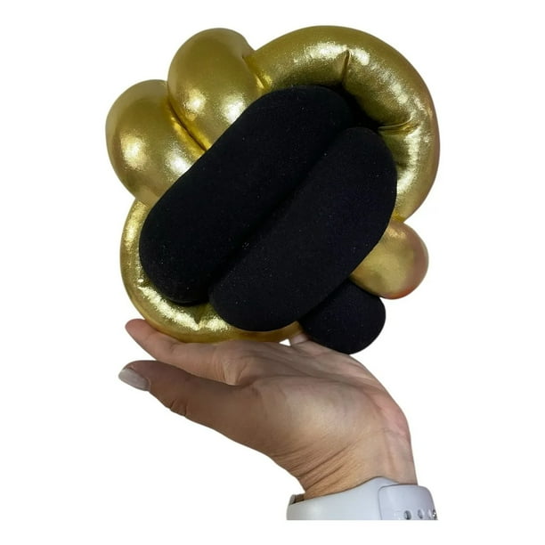 Cojín Mini Bola Celta Decoración 30cm Diámetro Dorado Negro Personalizado Geométrico