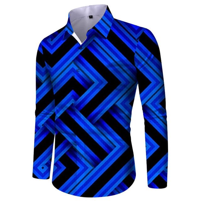 Camisas hawaianas con estampado de rayas para hombre camisas de manga larga para fiestas navideñas camisetas Y2K de gran tamaño para hombres ropa blusas Harajuku camisetas