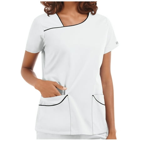 

Women s Scrub Top Tshirt Work Wear Scrub Tops for Summer Working Uniform T-Shirt Short Sleeve V-Neck Pockets Top