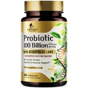 Premium Probiotics - 100 Billion CFU Per Serving - 10 Strains + Prebiotics - Best Women & Men's Gut Health Supplement, Supports Immune - Digestive Health & Occasional Constipation & Gas - 60 Capsules