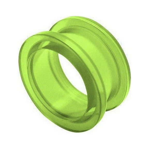 Pair of Clear Green Acrylic Screw Fit Ear Plugs Eyelet - 8 Gauge to 18MM