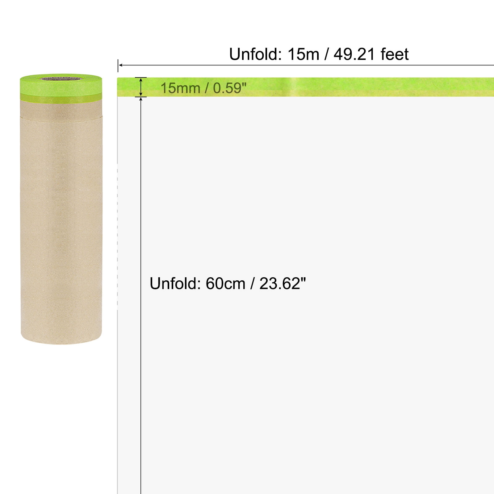 Uxcell 24" x 49ft Pre-Taped Masking Film with High-Tack Painters Tape 2Pack