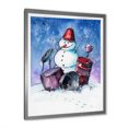 thumbnail image 2 of Designart Christmas Snowman Playing Drumset Traditional Framed Wall Art, 2 of 4