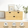 thumbnail image 4 of Bamboo Desk Organizer, 3 Drawer Desktop Organizer, Tabletop Storage Organization Box for Bills, Countertop, Home Office Supplies, 4 of 7