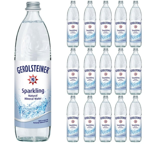 Sparkling Mineral Water High in , Perfect for Spritzers and Mocktails, 25.26 Fl Oz Large Glass Bottles (Pack of 15)