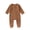 343-Brown, variant on Girls Boys Onesie Solid Color Long Sleeve Round Neck Zip Up Jumpsuit Newborn Cute Daily One-Pieces,Brown,0-6 Months