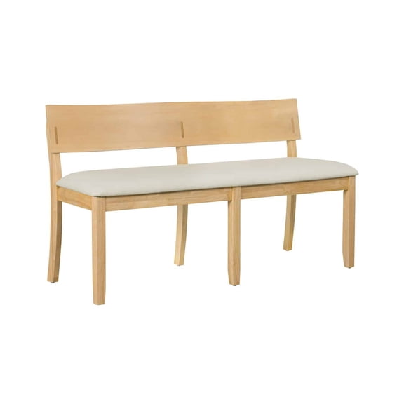 Boraam Capella 18" Wood & Fabric Dining Height Bench in Natural/Cream