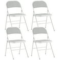 thumbnail image 1 of HOMCOM Metal Folding Chairs with Corduroy Cushion Foldable Chairs White, 1 of 10