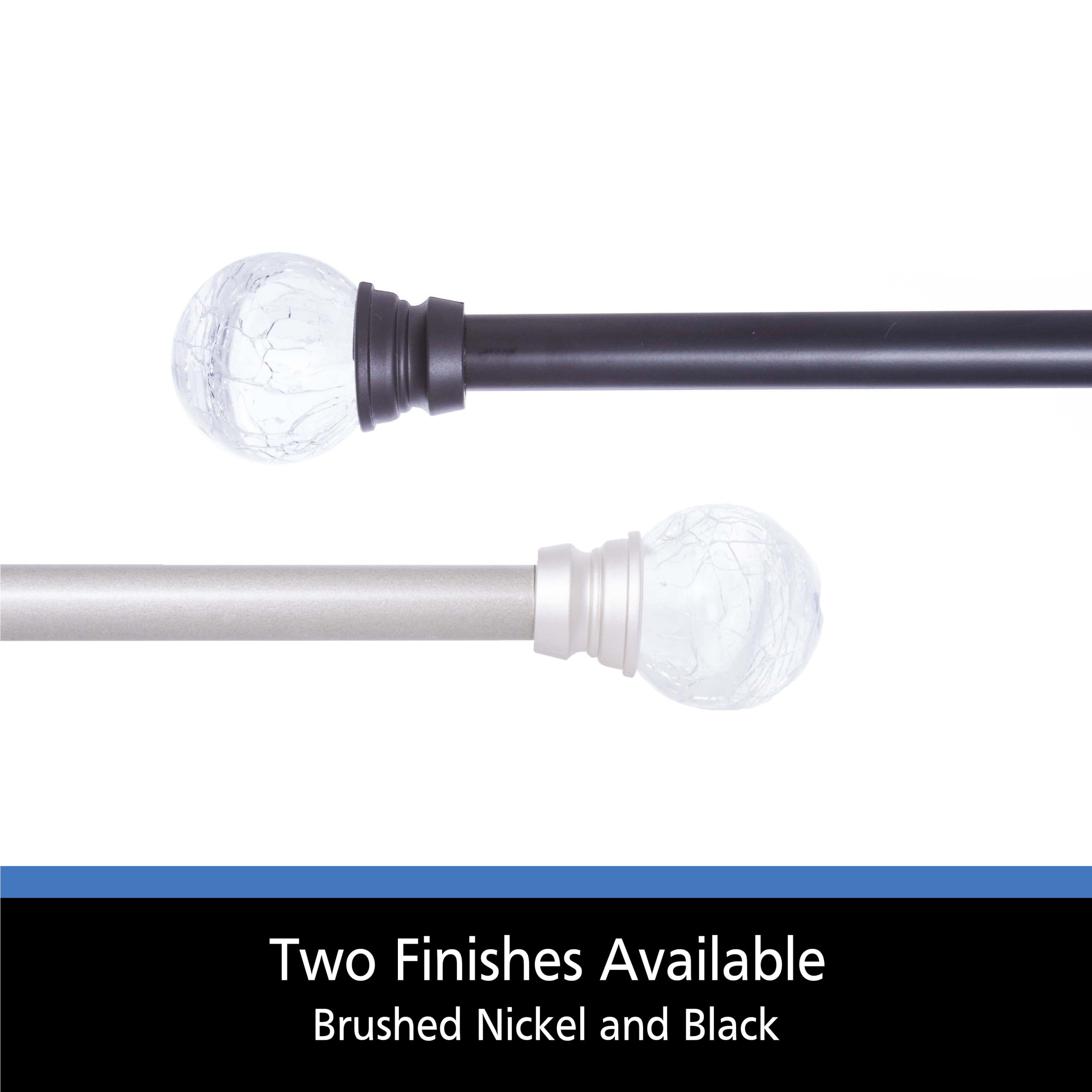 (2 pack) Mainstays 28-48 in. Crackle Petite Café Adjustable Curtain Rod, 1/2 in. Diameter, Brushed Nickel