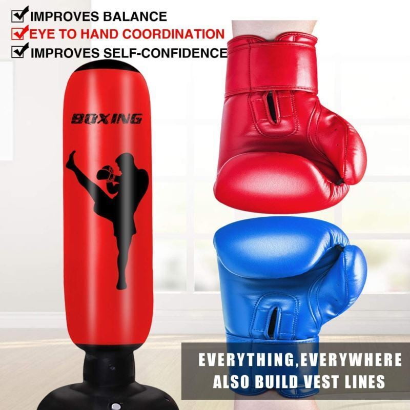 Ambifirner 67 inch Punching Bag for Adults Boxing Equipment: Standing Heavy Bag with Pump for Kid - Freestanding Inflatable Kickboxing Bags