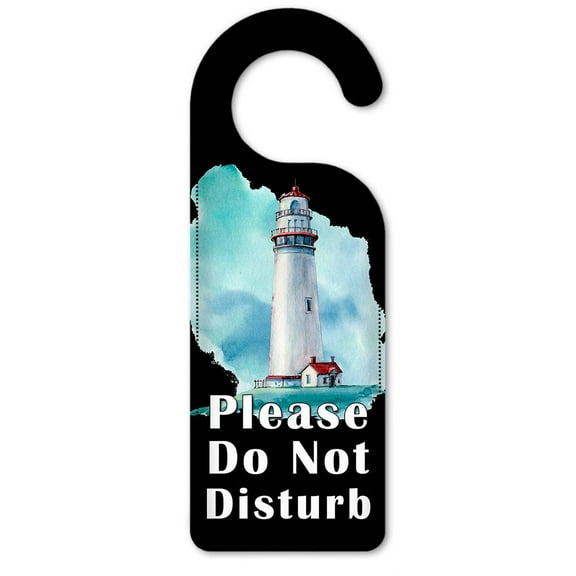 Do Not Disturb Door Knob Hanger Sign - Watercolor Lighthouse