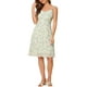 thumbnail image 1 of Vestido de verano sin mangas con escote en V y lazo para mujer INSPIRE CHIC, estampado floral, corte acampanado, verde claro, talla S, 1 of 7