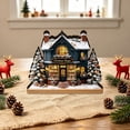thumbnail image 3 of Lighted Christmas Village House, Wooden Holiday Figurine, Snow Covered Cottage Scene with Layered Architecture and Glowing Windows for Mantel, Painted Wood with LED Light with DetaiLED, 3 of 7