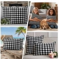 thumbnail image 5 of Black White Plaid Outdoor Waterproof Pillow Covers, Modern Simple Buffalo Check Gingham Decorative Square Throw Pillowcase Sofa Cushion Sham for Patio/Couch/Chair, 20"x20" 2 Pack, 5 of 8