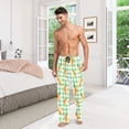 thumbnail image 7 of Cotton Mens PJ Pajama Pants Bottoms Waistband Sleepwear with Pockets Green Checkered with Carrots, 7 of 7