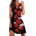 thumbnail image 4 of Dezsed Summer Flowy Tank Dresses for Women Sleeveless Floral Printed Round Neck Hollow Out Beach Dress Red B M, 4 of 6