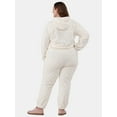 thumbnail image 2 of No Boundaries Plush Embossed Hoodie & Sweatpants Set, 2-Piece, Women's and Women’s Plus, 2 of 4