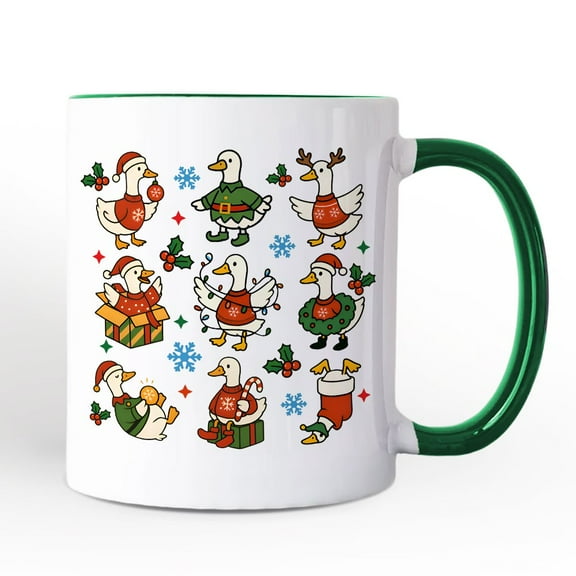 Just a Jolly Goose Christmas Personalized Mug, Holiday Geese Santa Festive Gift with Custom Name