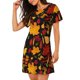 thumbnail image 2 of Easygdp Autumn Maple Leaves A Camisón de manga corta para mujer, informal, estampado, 2 of 6