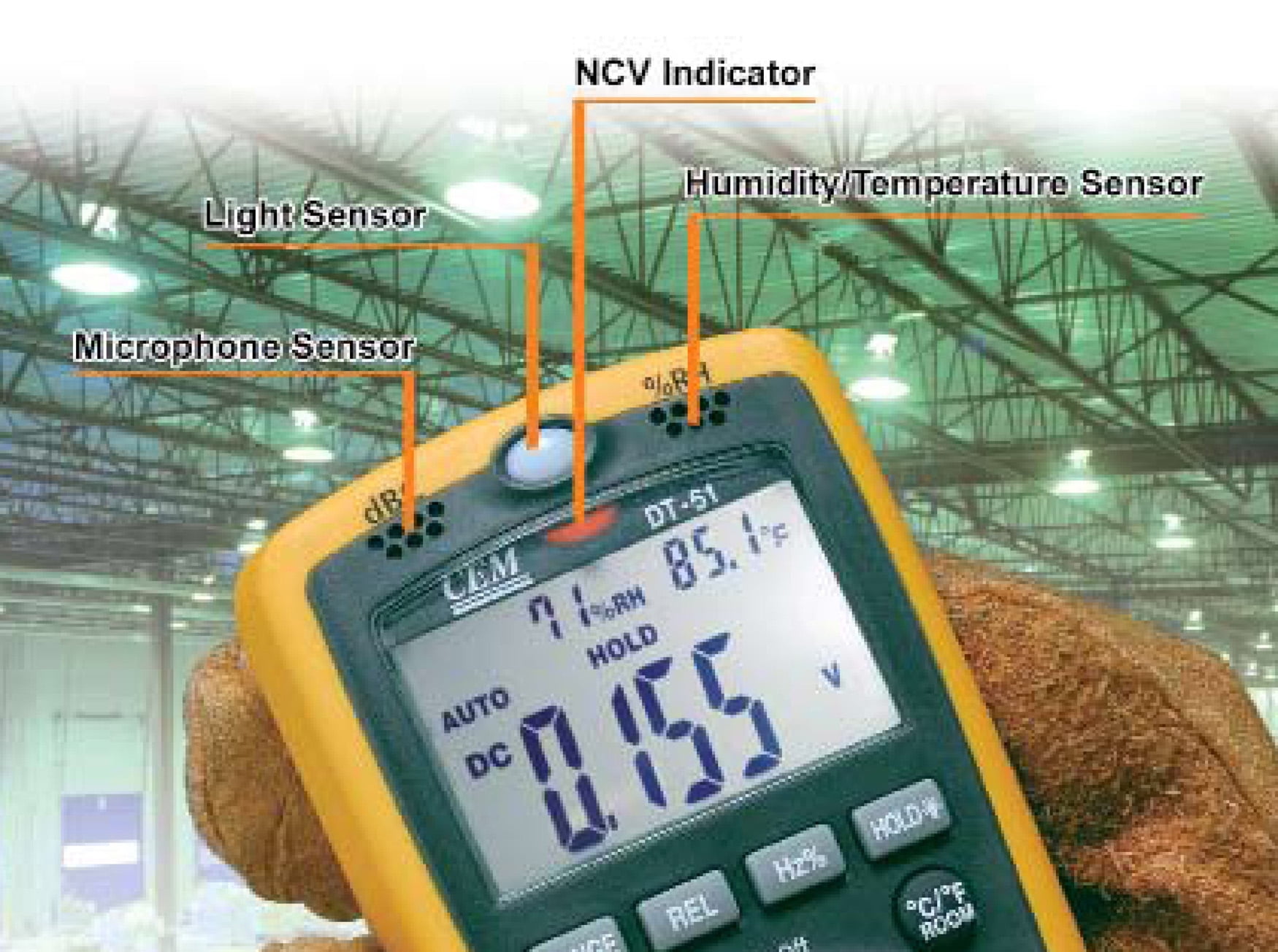 CEM DT-61 6-in-1 Industrial Thermometer Light Humidity Sound Meter NCV Multimeter