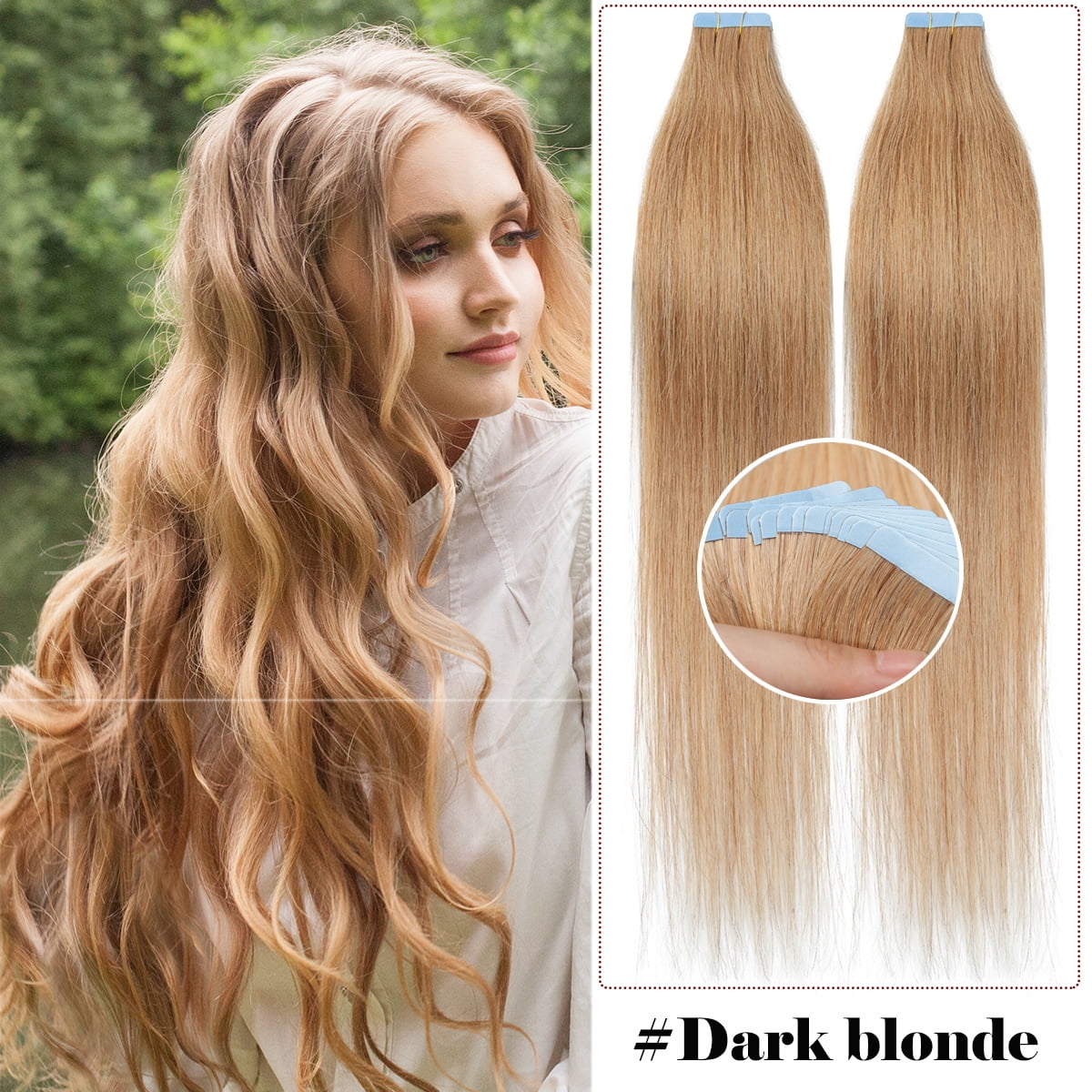 20pcs Remy Tape In Hair Extensions Straight 20 Inch Real Human Hair Amazon.com : Full Shine Tape in Extensions Human Hair 20  main image 2