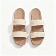 thumbnail image 4 of Samdudou Plus Size Slip On Sandals for Women Double Band Woven Slides Braided Texture Flat Jute Style Sole Minimalist Open Toe Footwear for Vacation, 4 of 6