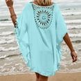thumbnail image 5 of Swimsuit Coverup for Women Batwing Sleeve Crewneck Tassel Hem Crochet Loose Beach Cover Up Dress Bathing Suit Dress, 5 of 6