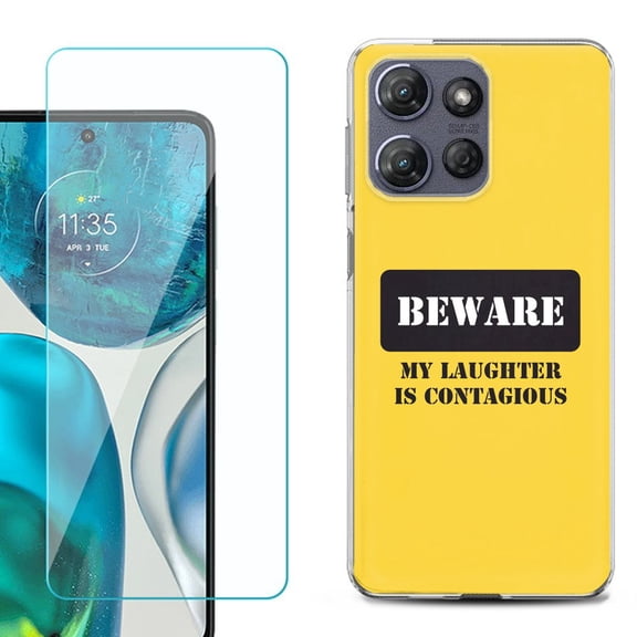 For Motorola Moto G Stylus 5G 2025 Phone Case Cover with Tempered Glass Screen Protector, by OneToughShield - Laughter