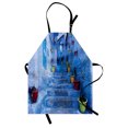 thumbnail image 1 of Blue Apron Street with Colorful Flower Pots in City of Chefchaouen in Morocco Travel Village, Unisex Kitchen Bib Apron with Adjustable Neck for Cooking Baking Gardening, Multicolor, by Ambesonne, 1 of 3