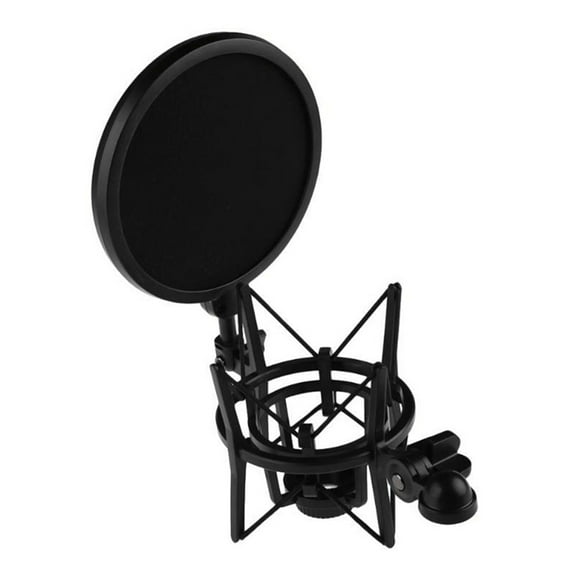 Professional Microphone Shock Mount Holder Adjustable Studio Mic Bracket with Shield Filter Screen Stand