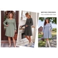 thumbnail image 6 of MOYIKO Long Sleeve Fall Dresses for Women Pleated Crew Neck Dress Casual Fashion Dresses with Pockets, 6 of 7