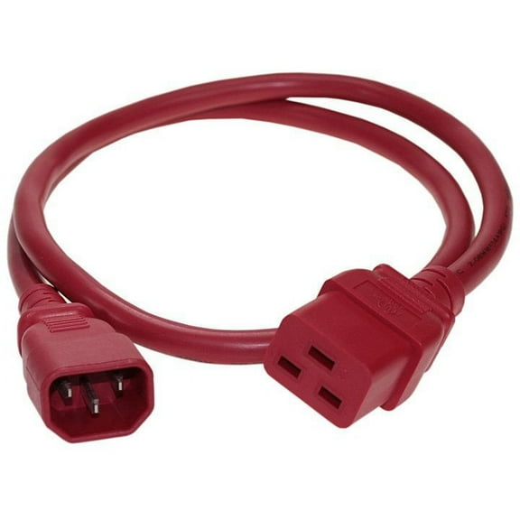 3ft 14 AWG C14 to C19 SJT Power Cord - Red