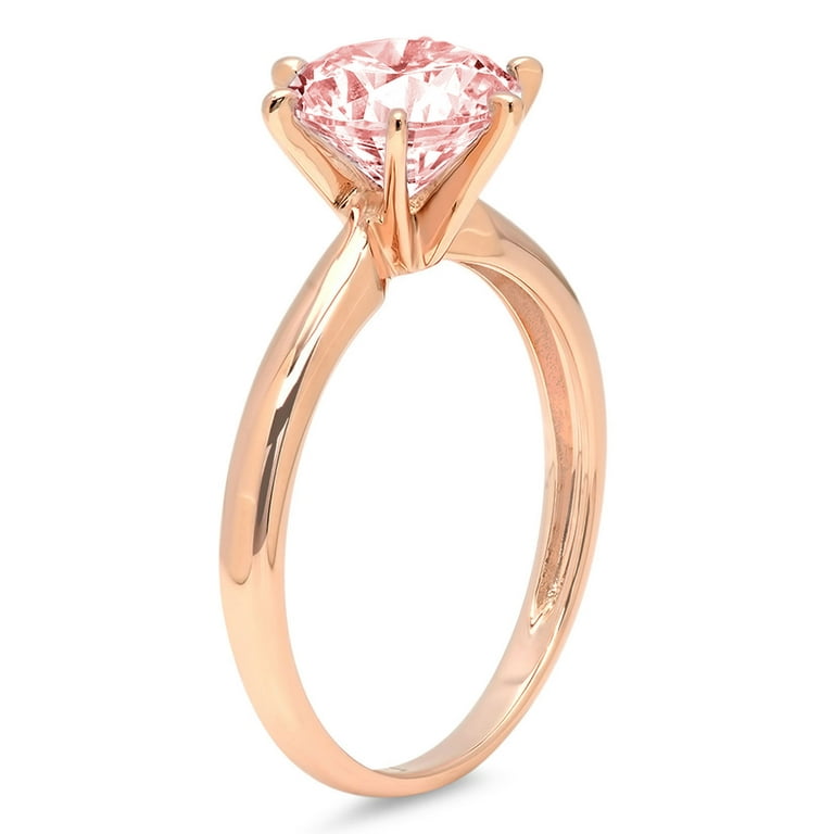 1.0 ct Brilliant Round Cut Simulated Pink Diamond 14k Rose Gold Solitaire  Ring SZ 5.5