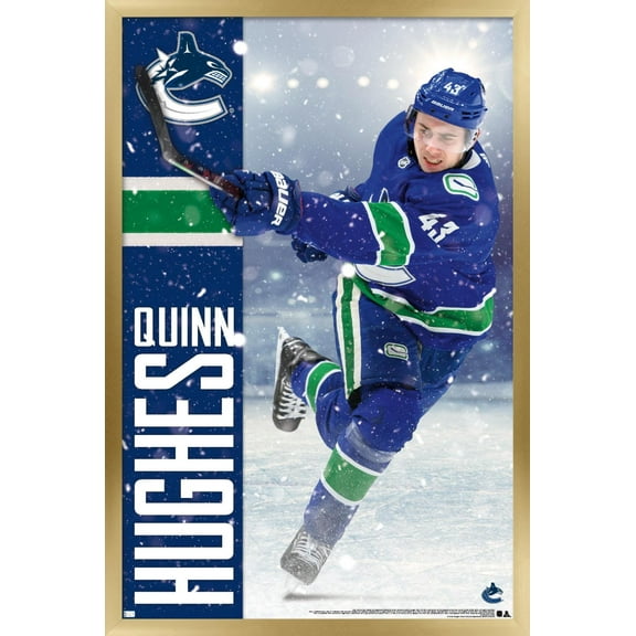 NHL Vancouver Canucks - Quinn Hughes 20 Wall Poster, 14.725" x 22.375", Framed